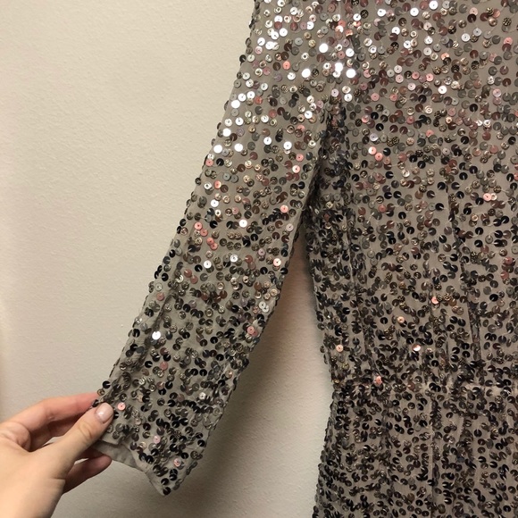 Alice & Olivia Hand Sewn Silver Sequin Cocktail Dress - Picture 5 of 9